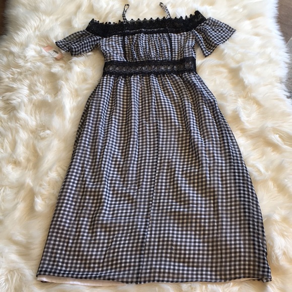 NWT Nanette Lepore Black/White Gingham Maxi Dress - Picture 9 of 14